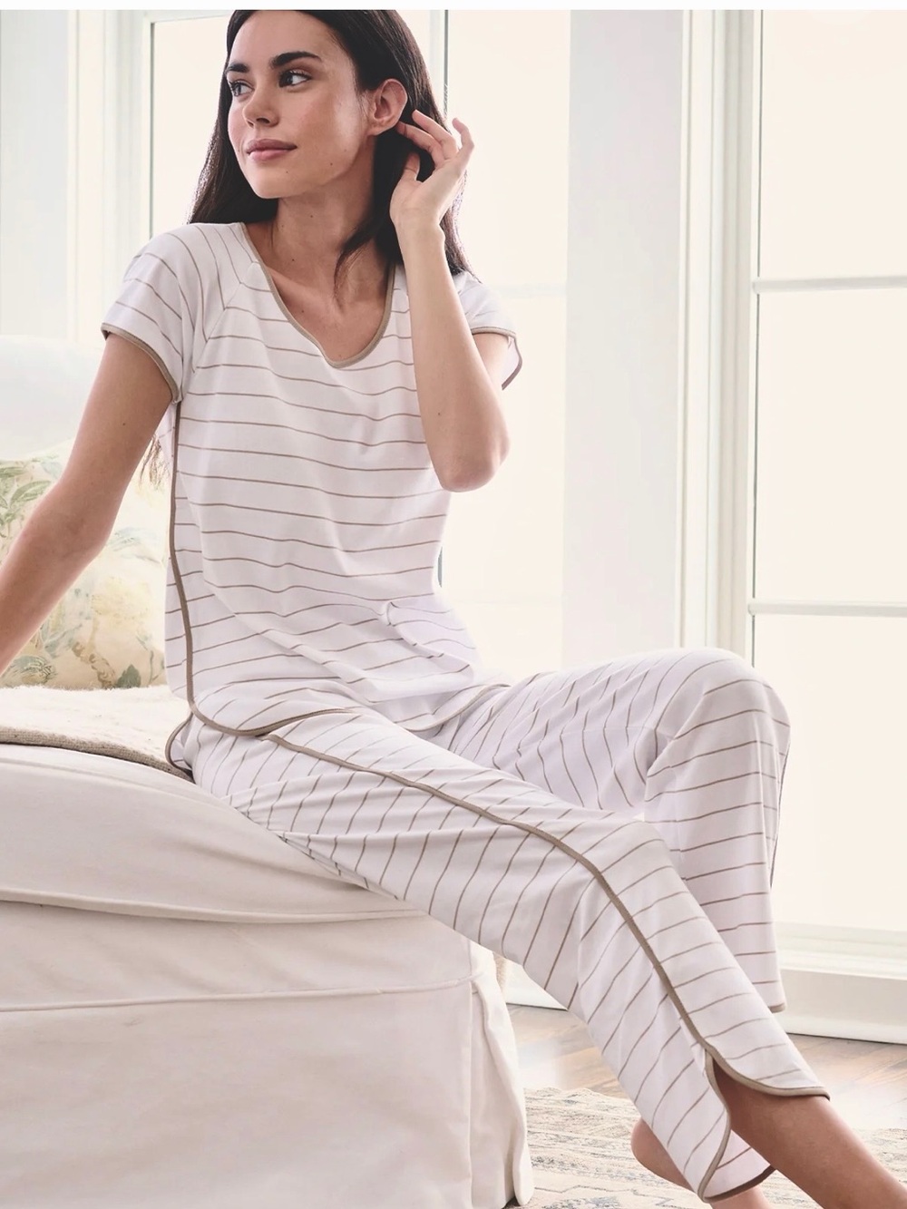 LAKE Pima Short-Long Set in Driftwood Stripe